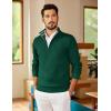 image:imageCOOFANDY Mens Quarter Zip Pullover Slim Fit Lightweight Sweater Casual Mock Neck Knit Polo SweaterGreen