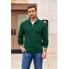 image:imageCOOFANDY Mens Quarter Zip Pullover Slim Fit Lightweight Sweater Casual Mock Neck Knit Polo SweaterGreen
