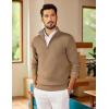 image:imageCOOFANDY Mens Quarter Zip Pullover Slim Fit Lightweight Sweater Casual Mock Neck Knit Polo SweaterKhaki
