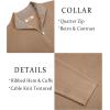image:imageCOOFANDY Mens Quarter Zip Pullover Slim Fit Lightweight Sweater Casual Mock Neck Knit Polo SweaterKhaki