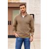image:imageCOOFANDY Mens Quarter Zip Pullover Slim Fit Lightweight Sweater Casual Mock Neck Knit Polo SweaterKhaki