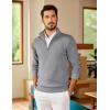 image:imageCOOFANDY Mens Quarter Zip Pullover Slim Fit Lightweight Sweater Casual Mock Neck Knit Polo SweaterLight Gray
