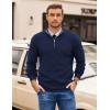 image:imageCOOFANDY Mens Quarter Zip Pullover Slim Fit Lightweight Sweater Casual Mock Neck Knit Polo SweaterNavy
