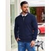 image:imageCOOFANDY Mens Quarter Zip Pullover Slim Fit Lightweight Sweater Casual Mock Neck Knit Polo SweaterNavy