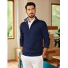 image:imageCOOFANDY Mens Quarter Zip Pullover Slim Fit Lightweight Sweater Casual Mock Neck Knit Polo SweaterNavy