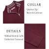 image:imageCOOFANDY Mens Quarter Zip Pullover Slim Fit Lightweight Sweater Casual Mock Neck Knit Polo SweaterRed
