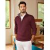 image:imageCOOFANDY Mens Quarter Zip Pullover Slim Fit Lightweight Sweater Casual Mock Neck Knit Polo SweaterRed
