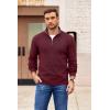 image:imageCOOFANDY Mens Quarter Zip Pullover Slim Fit Lightweight Sweater Casual Mock Neck Knit Polo SweaterRed