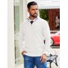 image:imageCOOFANDY Mens Quarter Zip Pullover Slim Fit Lightweight Sweater Casual Mock Neck Knit Polo SweaterWhite