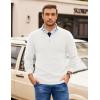 image:imageCOOFANDY Mens Quarter Zip Pullover Slim Fit Lightweight Sweater Casual Mock Neck Knit Polo SweaterWhite