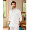 image:imageCOOFANDY Mens Quarter Zip Pullover Slim Fit Lightweight Sweater Casual Mock Neck Knit Polo SweaterWhite