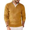 image:imageCOOFANDY Mens Quarter Zip Pullover Slim Fit Lightweight Sweater Casual Mock Neck Knit Polo SweaterYellow