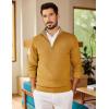 image:imageCOOFANDY Mens Quarter Zip Pullover Slim Fit Lightweight Sweater Casual Mock Neck Knit Polo SweaterYellow