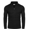 image:imageCOOFANDY Mens Quarter Zip Sweater Slim Fit Casual Knitted Turtleneck Pullover Mock Neck Polo SweaterBlack