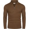 image:imageCOOFANDY Mens Quarter Zip Sweater Slim Fit Casual Knitted Turtleneck Pullover Mock Neck Polo SweaterCoffee Brown