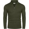 image:imageCOOFANDY Mens Quarter Zip Sweater Slim Fit Casual Knitted Turtleneck Pullover Mock Neck Polo SweaterDark Army Green