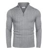 image:imageCOOFANDY Mens Quarter Zip Sweater Slim Fit Casual Knitted Turtleneck Pullover Mock Neck Polo SweaterGrey