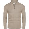 image:imageCOOFANDY Mens Quarter Zip Sweater Slim Fit Casual Knitted Turtleneck Pullover Mock Neck Polo SweaterKhaki