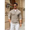 image:imageCOOFANDY Mens Quarter Zip Sweater Slim Fit Casual Knitted Turtleneck Pullover Mock Neck Polo SweaterKhaki