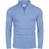 image:imageCOOFANDY Mens Quarter Zip Sweater Slim Fit Casual Knitted Turtleneck Pullover Mock Neck Polo SweaterLight Blue