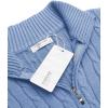 image:imageCOOFANDY Mens Quarter Zip Sweater Slim Fit Casual Knitted Turtleneck Pullover Mock Neck Polo SweaterLight Blue