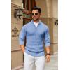 image:imageCOOFANDY Mens Quarter Zip Sweater Slim Fit Casual Knitted Turtleneck Pullover Mock Neck Polo SweaterLight Blue