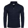 image:imageCOOFANDY Mens Quarter Zip Sweater Slim Fit Casual Knitted Turtleneck Pullover Mock Neck Polo SweaterNavy Blue