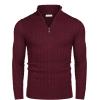 image:imageCOOFANDY Mens Quarter Zip Sweater Slim Fit Casual Knitted Turtleneck Pullover Mock Neck Polo SweaterWine Red