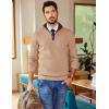 image:imageCOOFANDY Mens Quarter Zip Sweater Slim Fit Mock Neck Pullover Casual Knitted Ribbed Polo SweatersCamel