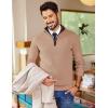 image:imageCOOFANDY Mens Quarter Zip Sweater Slim Fit Mock Neck Pullover Casual Knitted Ribbed Polo SweatersCamel