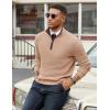 image:imageCOOFANDY Mens Quarter Zip Sweater Slim Fit Mock Neck Pullover Casual Knitted Ribbed Polo SweatersCamel