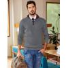 image:imageCOOFANDY Mens Quarter Zip Sweater Slim Fit Mock Neck Pullover Casual Knitted Ribbed Polo SweatersDark Gray