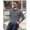 image:imageCOOFANDY Mens Quarter Zip Sweater Slim Fit Mock Neck Pullover Casual Knitted Ribbed Polo SweatersDark Gray