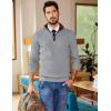 image:imageCOOFANDY Mens Quarter Zip Sweater Slim Fit Mock Neck Pullover Casual Knitted Ribbed Polo SweatersLight Grey