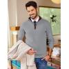 image:imageCOOFANDY Mens Quarter Zip Sweater Slim Fit Mock Neck Pullover Casual Knitted Ribbed Polo SweatersLight Grey