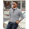 image:imageCOOFANDY Mens Quarter Zip Sweater Slim Fit Mock Neck Pullover Casual Knitted Ribbed Polo SweatersLight Grey