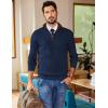 image:imageCOOFANDY Mens Quarter Zip Sweater Slim Fit Mock Neck Pullover Casual Knitted Ribbed Polo SweatersNavy Blue
