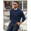 image:imageCOOFANDY Mens Quarter Zip Sweater Slim Fit Mock Neck Pullover Casual Knitted Ribbed Polo SweatersNavy Blue