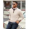 image:imageCOOFANDY Mens Quarter Zip Sweater Slim Fit Mock Neck Pullover Casual Knitted Ribbed Polo SweatersWhite