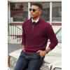 image:imageCOOFANDY Mens Quarter Zip Sweater Slim Fit Mock Neck Pullover Casual Knitted Ribbed Polo SweatersWine Red