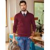 image:imageCOOFANDY Mens Quarter Zip Sweater Slim Fit Mock Neck Pullover Casual Knitted Ribbed Polo SweatersWine Red