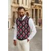 image:imageCOOFANDY Mens Sweater Vest V Neck Sleeveless Sweater Slim Fit Casual Knitted Vest SweatersArgyle Black Red