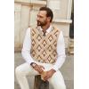 image:imageCOOFANDY Mens Sweater Vest V Neck Sleeveless Sweater Slim Fit Casual Knitted Vest SweatersArgyle Khaki