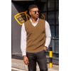 image:imageCOOFANDY Mens Sweater Vest V Neck Sleeveless Sweater Slim Fit Casual Knitted Vest SweatersBrown