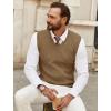 image:imageCOOFANDY Mens Sweater Vest V Neck Sleeveless Sweater Slim Fit Casual Knitted Vest SweatersKhaki