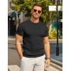 image:imageCOOFANDY Mens TShirts Short Sleeve Crewneck Knit Shirts Summer Ribbed Textured Tee ShirtsB Black
