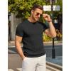 image:imageCOOFANDY Mens TShirts Short Sleeve Crewneck Knit Shirts Summer Ribbed Textured Tee ShirtsB Black