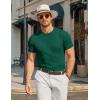 image:imageCOOFANDY Mens TShirts Short Sleeve Crewneck Knit Shirts Summer Ribbed Textured Tee ShirtsB Deep Green