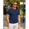 image:imageCOOFANDY Mens TShirts Short Sleeve Crewneck Knit Shirts Summer Ribbed Textured Tee ShirtsB Navy Blue
