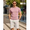 image:imageCOOFANDY Mens TShirts Short Sleeve Crewneck Knit Shirts Summer Ribbed Textured Tee ShirtsB Pink